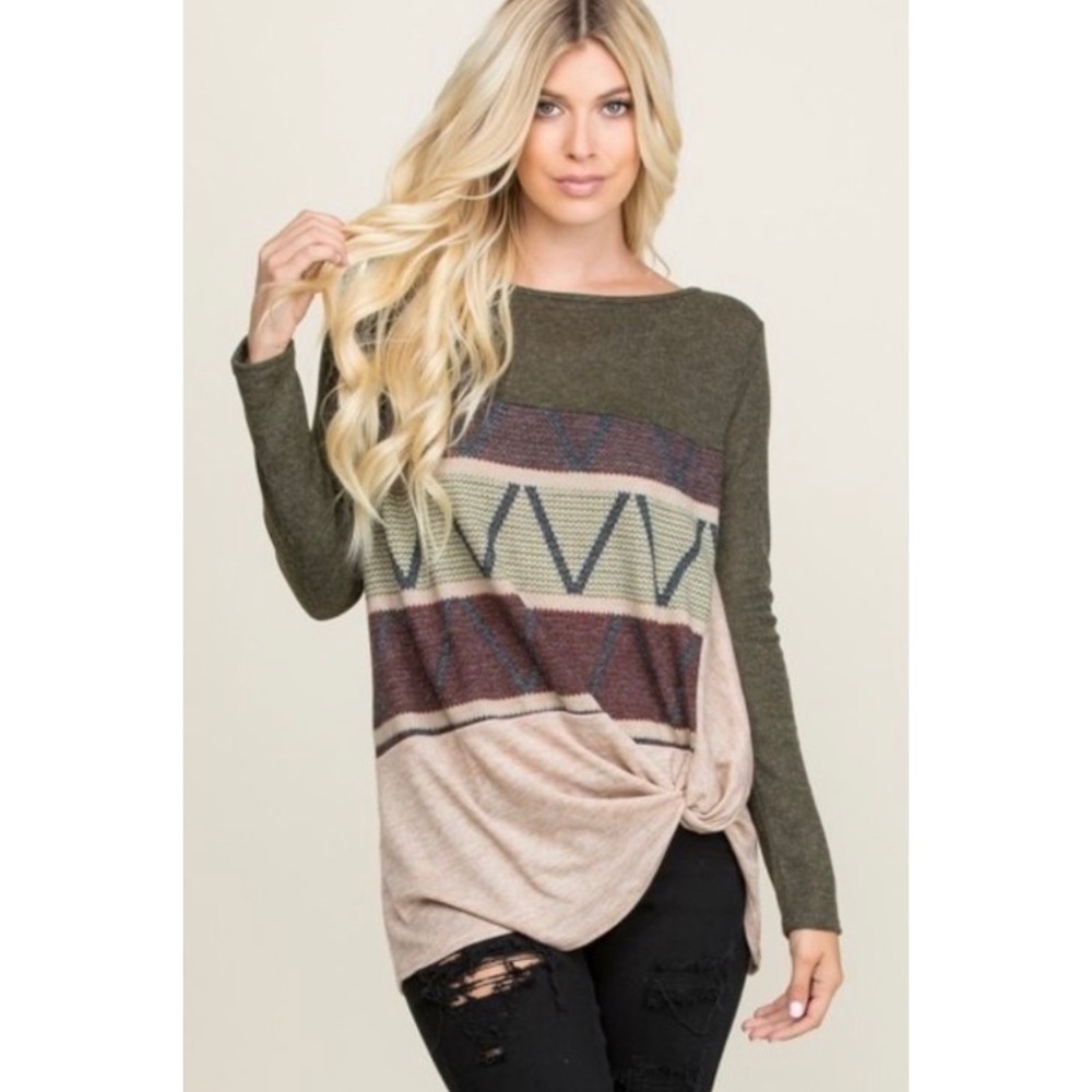 Olive Blouse with Twist
